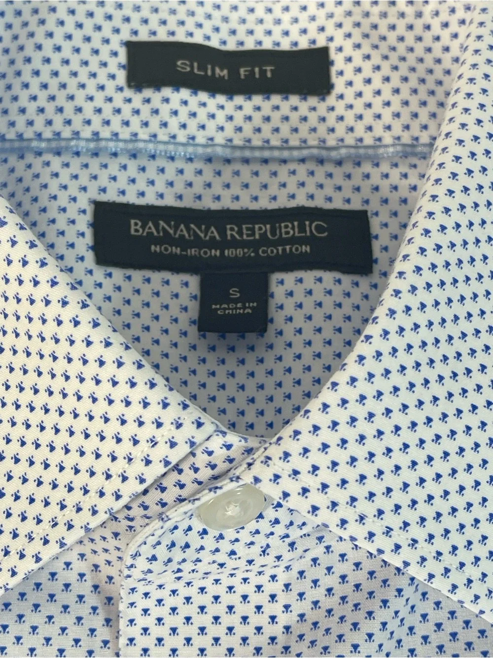 Banana Republic Men’s Slim Fit Non Iron 100% Cotton Geometric Shirt (S) SKU#0464